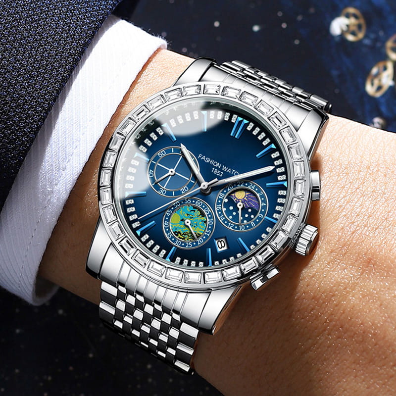 Reloj de cuarzo de acero de lujo para hombre