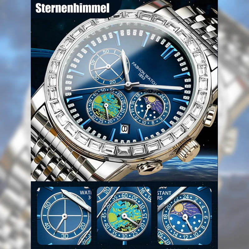 Reloj de cuarzo de acero de lujo para hombre