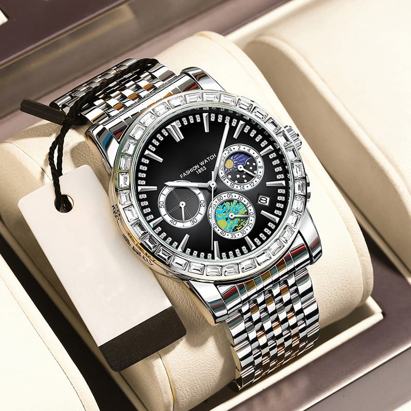 Reloj de cuarzo de acero de lujo para hombre