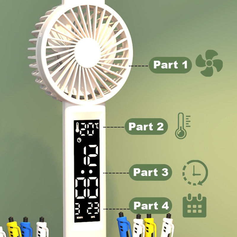 LED Eye-Care Table Lamp with Built-In Fan and Clock