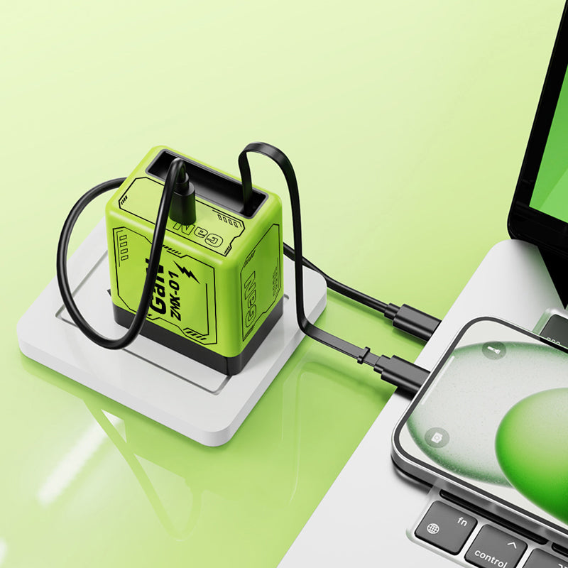 Adaptador de carga rápida con cable y conector tipo C retráctil