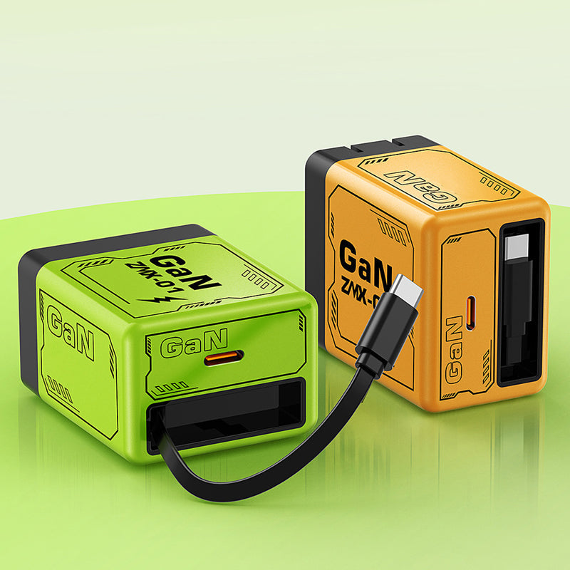 Adaptador de carga rápida con cable y conector tipo C retráctil