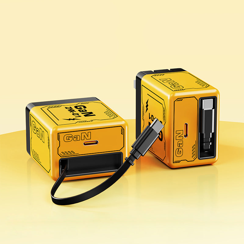 Adaptador de carga rápida con cable y conector tipo C retráctil