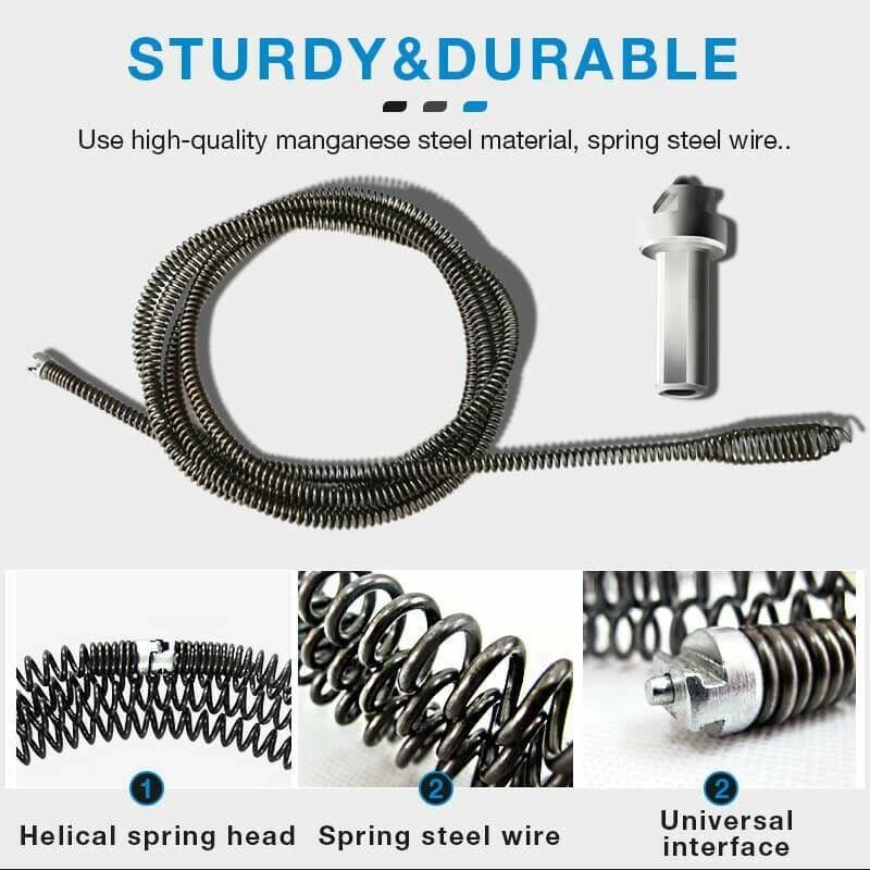 🚽 Resorte desatascador eléctrico de tuberías – Gran potencia, cable flexible y fácil de usar 🛠️