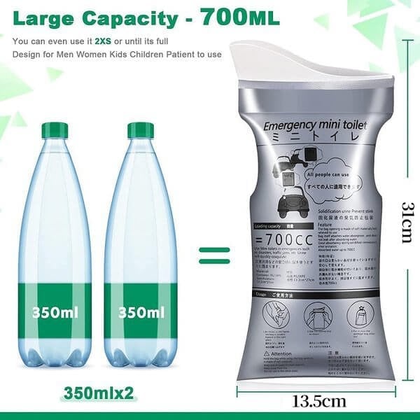 🥳GRAN OFERTA 2026🥳💞¡+50 MIL VENDIDAS!🚐🏕️ ¡50% DESCUENTO! Bolsas de orina portátiles 700ML. ¡Sin problemas de baño en ruta! Antifugas, neutralizan olores. Ideal para viajes, camping y emergencias. Discretas e higiénicas. 🛣️🧻