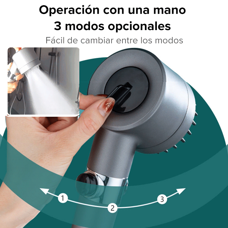 🚿Cabezal de ducha multifuncional de ajuste con un botón y masaje alemán