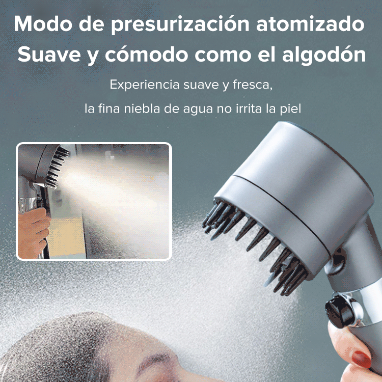 🚿Cabezal de ducha multifuncional de ajuste con un botón y masaje alemán