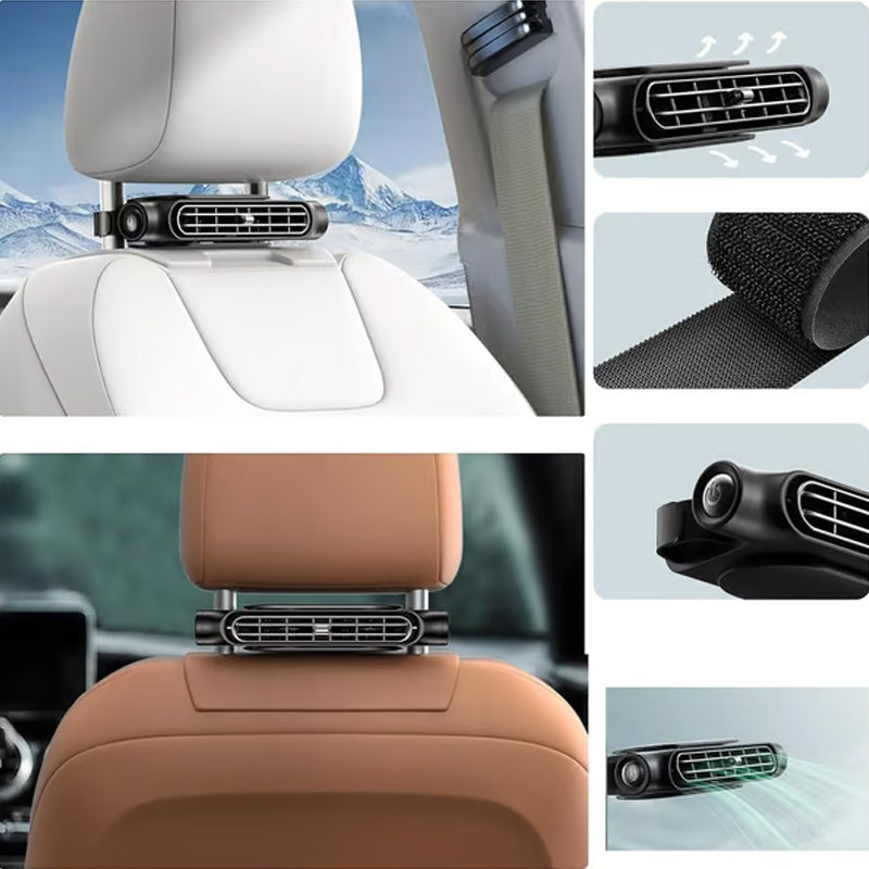 Ventilador de refrigeración para el reposacabezas del coche con conexión USB y 3 velocidades