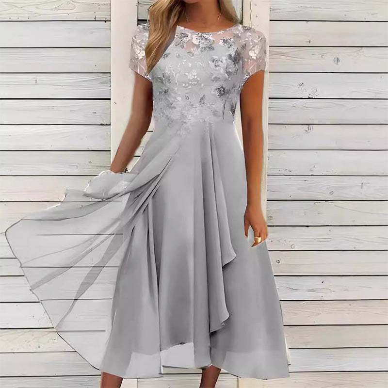 🎀 Vestido elegante de cuello redondo para mujer 🌸 Vestido básico para look femenino delicado
