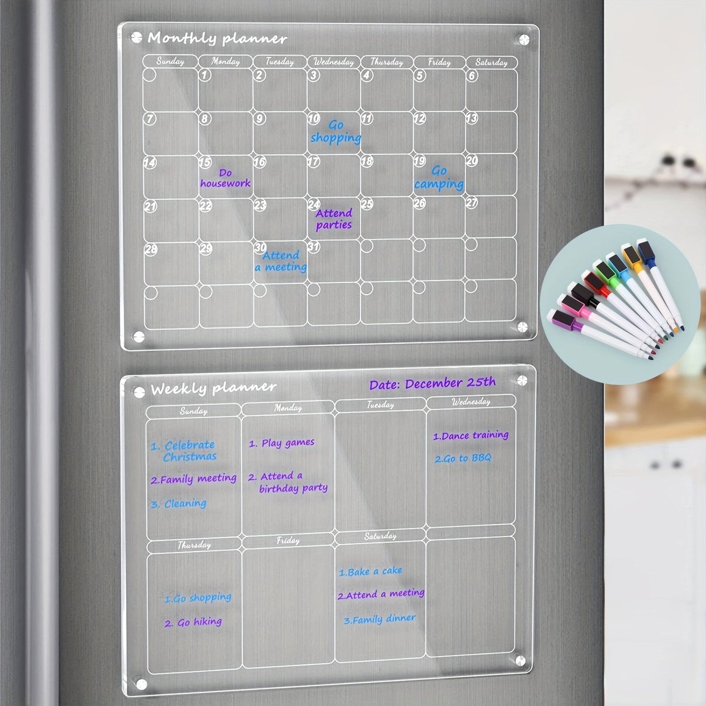 📆 Planificador magnético de horario para nevera 【Reutilizable de forma permanente】