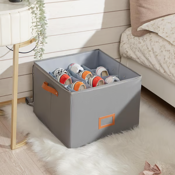 ⏰🔥 ¡OFERTA DEL 50% POR TIEMPO LIMITADO! 👟 Caja organizadora de zapatos de tela – Plegable, gran capacidad, a prueba de polvo y transpirable para armarios y dormitorios 🧺✨