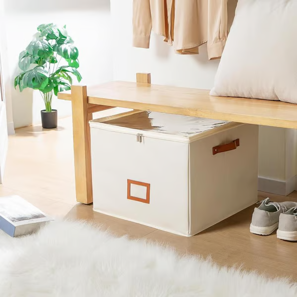 ⏰🔥 ¡OFERTA DEL 50% POR TIEMPO LIMITADO! 👟 Caja organizadora de zapatos de tela – Plegable, gran capacidad, a prueba de polvo y transpirable para armarios y dormitorios 🧺✨