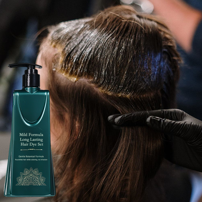 Crema de tinte para el cabello a base de plantas para cubrir las canas