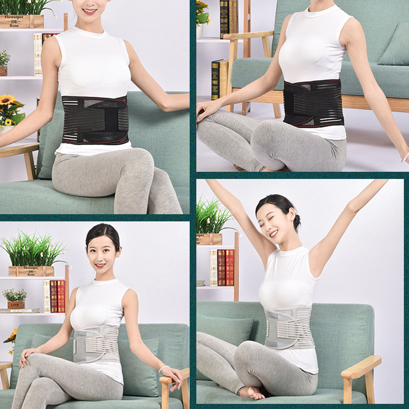 Protector de cintura con placa de acero transpirable y malla prensada con calo