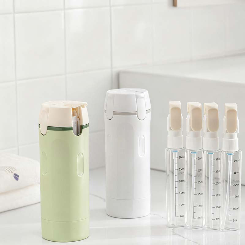 📢📢¡50 % de descuento! 🧳Botellas dispensadoras recargables 4 en 1 para viajes – Compactas, herméticas y súper prácticas ✈️🧴