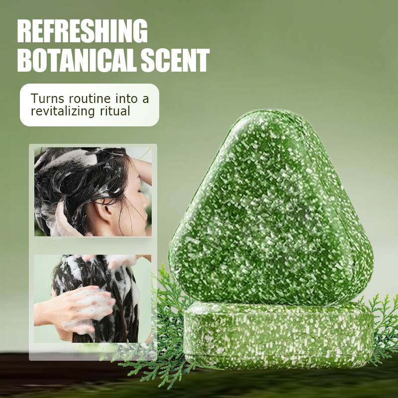 🔥 50% DESCUENTO – Pastilla de champú natural para un cabello más fuerte y voluminoso | Fórmula botánica con ginseng y sésamo negro🌿💫