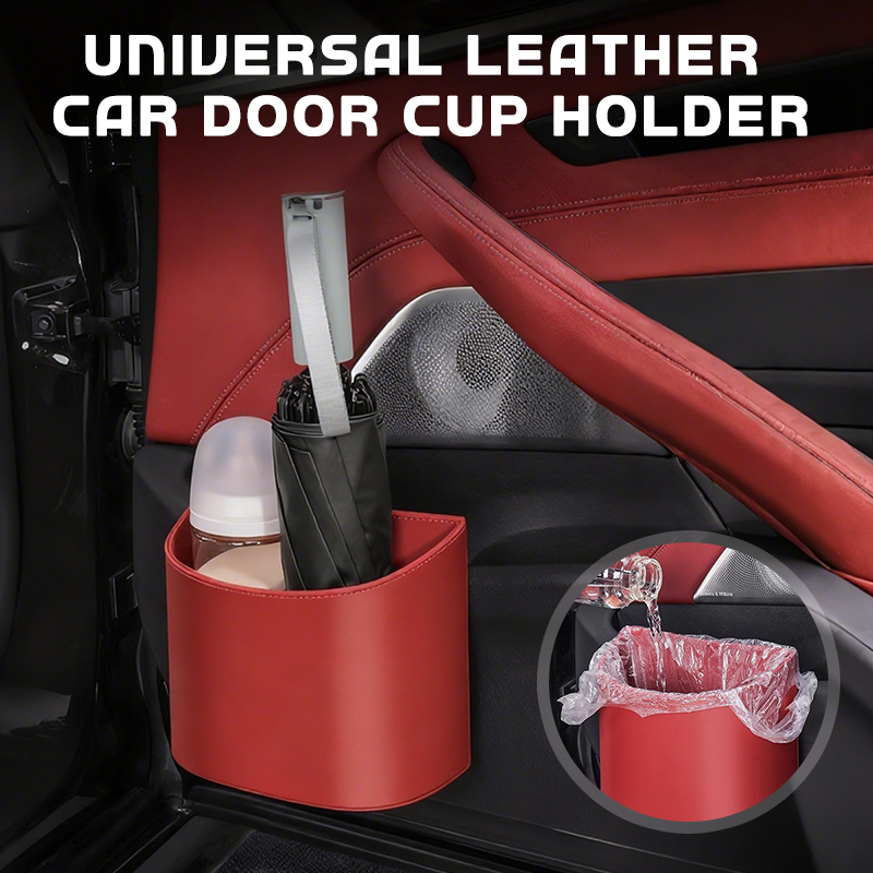 🥳OFERTA ESPECIAL 2026🥳💞¡MÁS DE 50 000 UNIDADES VENDIDAS!🚗🧺 ¡50 % DE DESCUENTO! Portavasos de cuero para la puerta del coche: abertura ancha, fácil acceso a las bebidas y al móvil. Fijación segura mediante clip. Cuero sintético, resistente y elegante. 🛡️✨