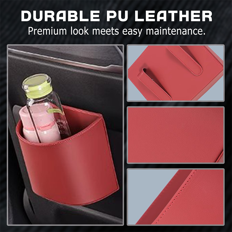 🥳OFERTA ESPECIAL 2026🥳💞¡MÁS DE 50 000 UNIDADES VENDIDAS!🚗🧺 ¡50 % DE DESCUENTO! Portavasos de cuero para la puerta del coche: abertura ancha, fácil acceso a las bebidas y al móvil. Fijación segura mediante clip. Cuero sintético, resistente y elegante. 🛡️✨