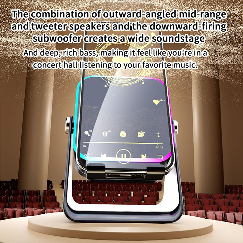 🔥📢 ¡50% DCTO! Altavoz Bluetooth 5 en 1 con Carga Inalámbrica y Soporte Ajustable para Teléfono 🎶⚡
