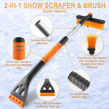 Cepillo y Raspador de Nieve 2 en 1 para Parabrisas de Auto