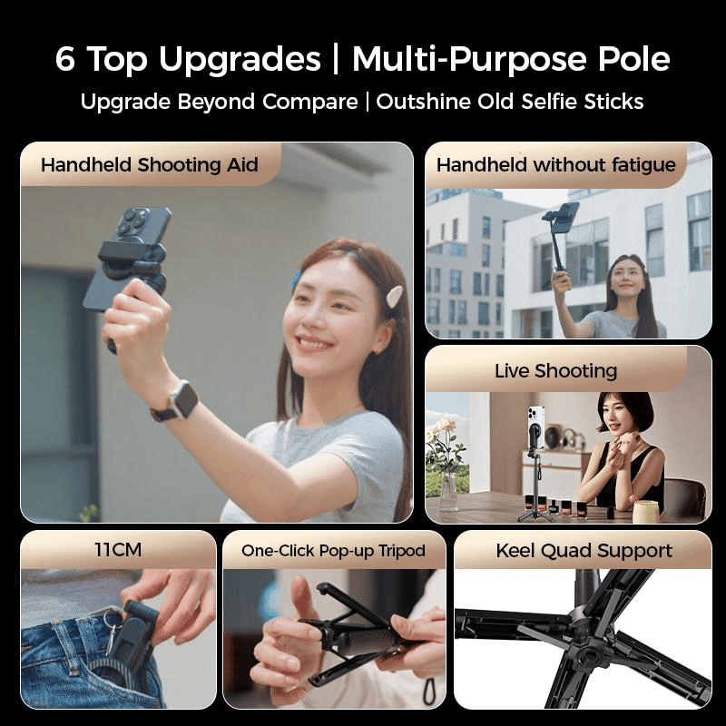🔥 ¡50% DE DESCUENTO! 🔥 Palo de Selfie Magnético 4 en 1 Multifuncional 📸✨ Rotación 360°, Estable y Portátil – Ideal para Fotos, Videos y Vlogs 🎥🤳