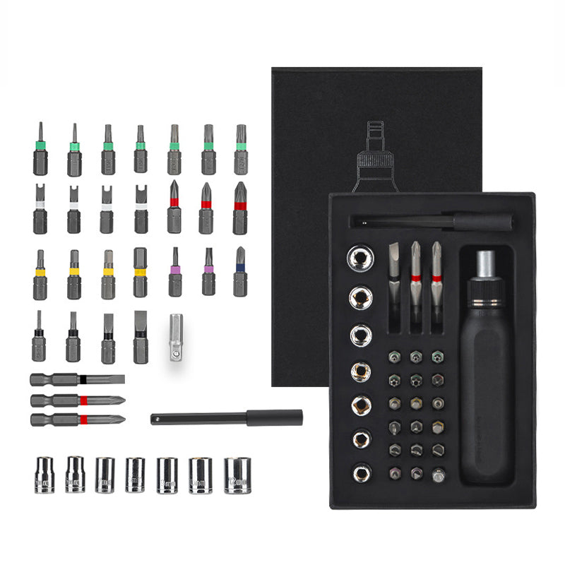 Kit de destornilladores de trinquete multifunción y puntas