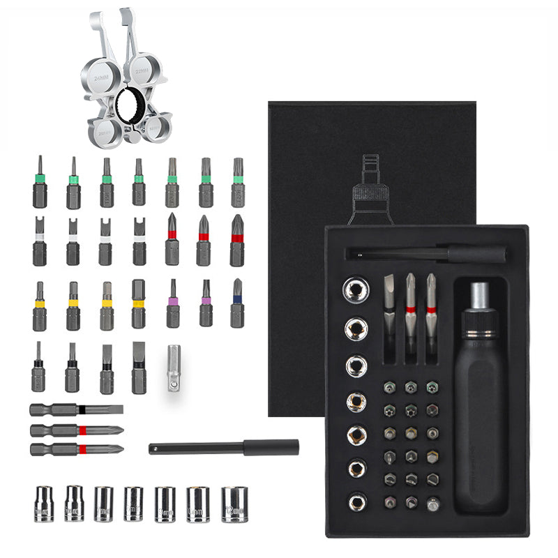 Kit de destornilladores de trinquete multifunción y puntas