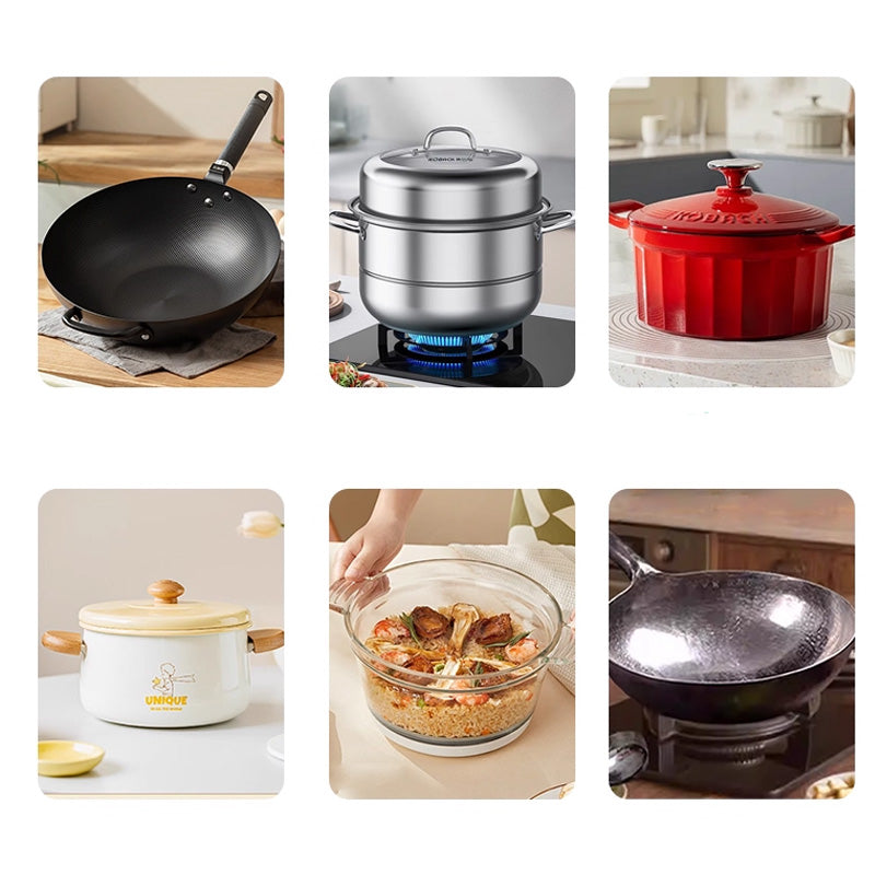 Potente película de lodo con residuos quemados para utensilios de cocina