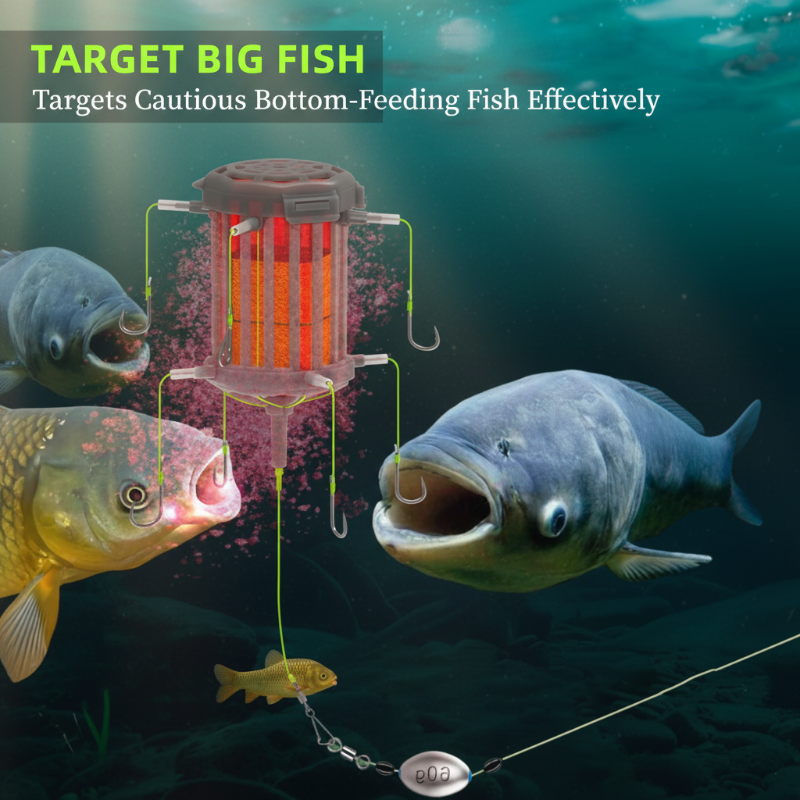 🎣 Reverse Bottom Bait Cage Hook Rig – ¡Eleva tu cebo y supera a los peces grandes! 🐟✨