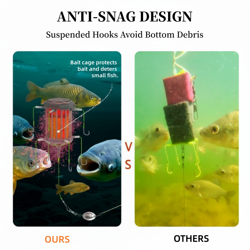 🎣 Reverse Bottom Bait Cage Hook Rig – ¡Eleva tu cebo y supera a los peces grandes! 🐟✨