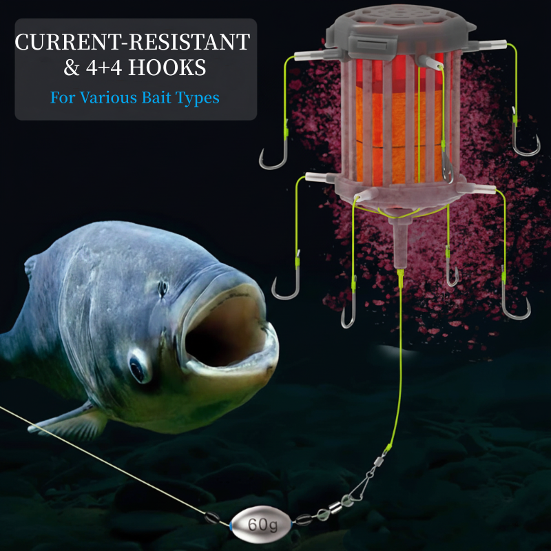 🎣 Reverse Bottom Bait Cage Hook Rig – ¡Eleva tu cebo y supera a los peces grandes! 🐟✨