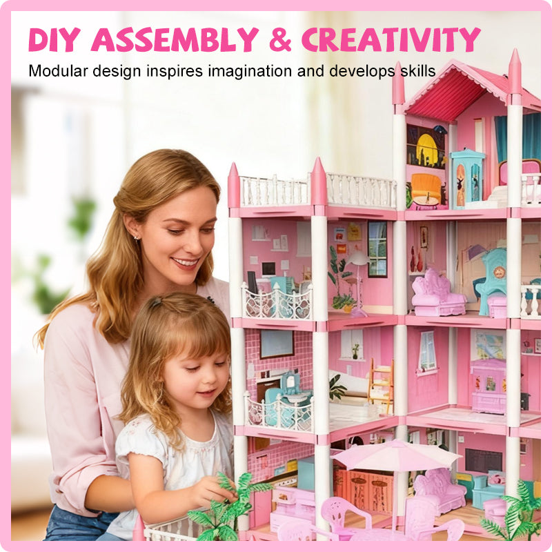 🎁 Oferta de Año Nuevo 50% DESCUENTO 💖 Casa de muñecas castillo de princesa luminosa para armar