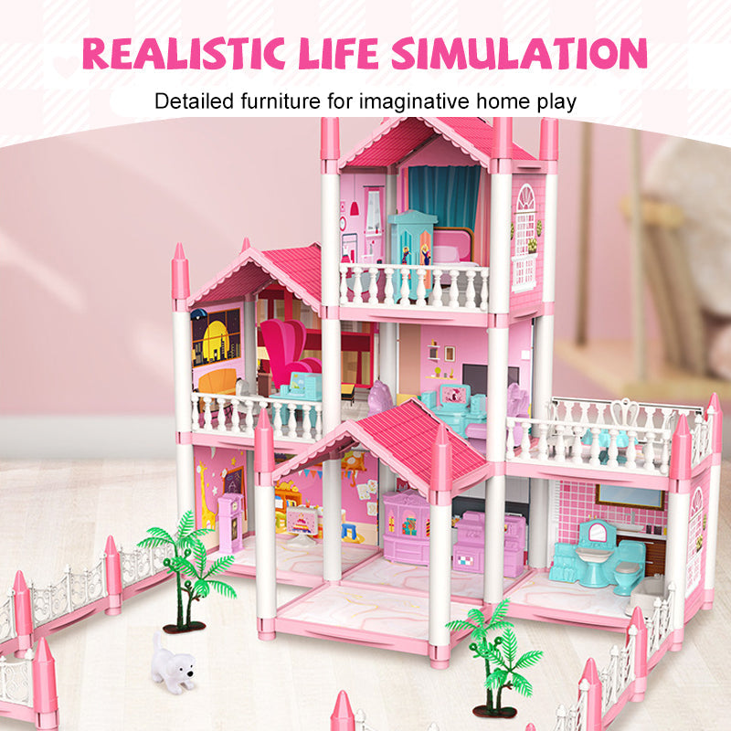 🎁 Oferta de Año Nuevo 50% DESCUENTO 💖 Casa de muñecas castillo de princesa luminosa para armar