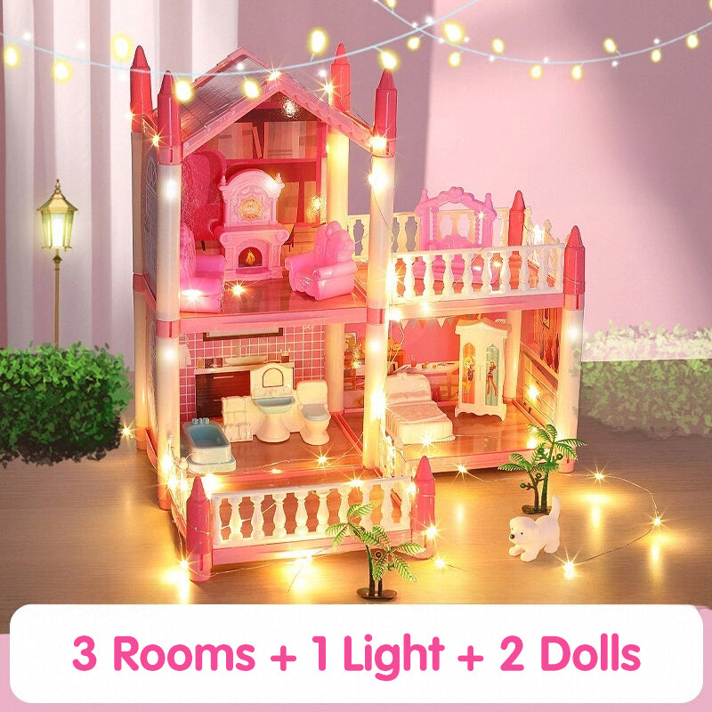 🎁 Oferta de Año Nuevo 50% DESCUENTO 💖 Casa de muñecas castillo de princesa luminosa para armar