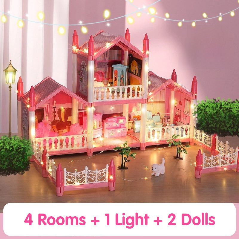 🎁 Oferta de Año Nuevo 50% DESCUENTO 💖 Casa de muñecas castillo de princesa luminosa para armar