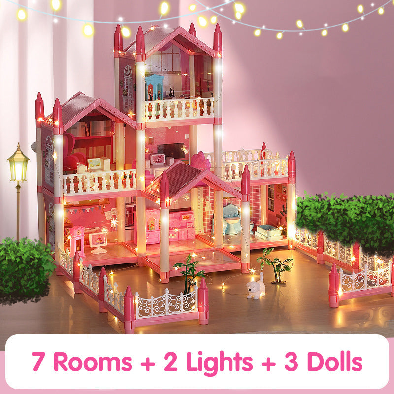 🎁 Oferta de Año Nuevo 50% DESCUENTO 💖 Casa de muñecas castillo de princesa luminosa para armar