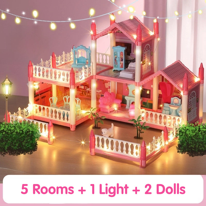 🎁 Oferta de Año Nuevo 50% DESCUENTO 💖 Casa de muñecas castillo de princesa luminosa para armar