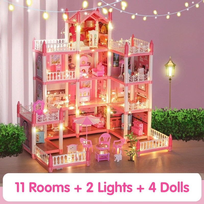 🎁 Oferta de Año Nuevo 50% DESCUENTO 💖 Casa de muñecas castillo de princesa luminosa para armar