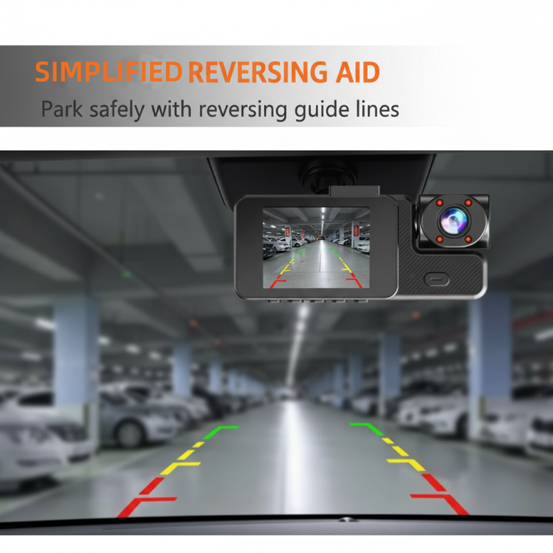 📸 Adiós a los puntos ciegos: 3 cámaras, 120° de cobertura total. 🚗🛡️ve tus grabaciones sin sacar la tarjeta🚗