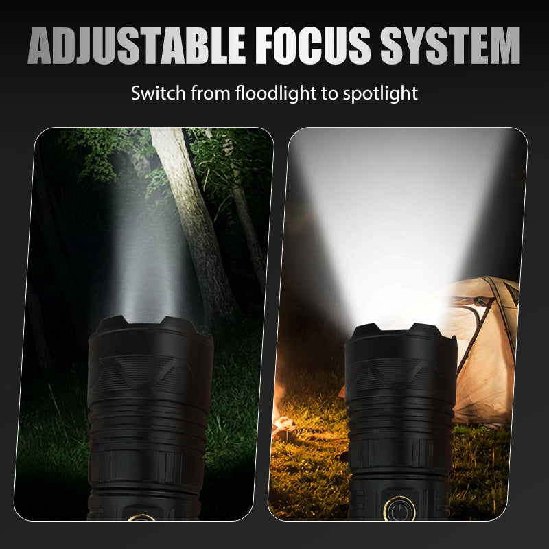 Linterna LED recargable P50 con zoom ajustabl