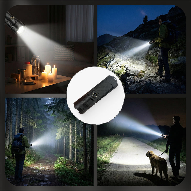 Linterna LED recargable P50 con zoom ajustabl