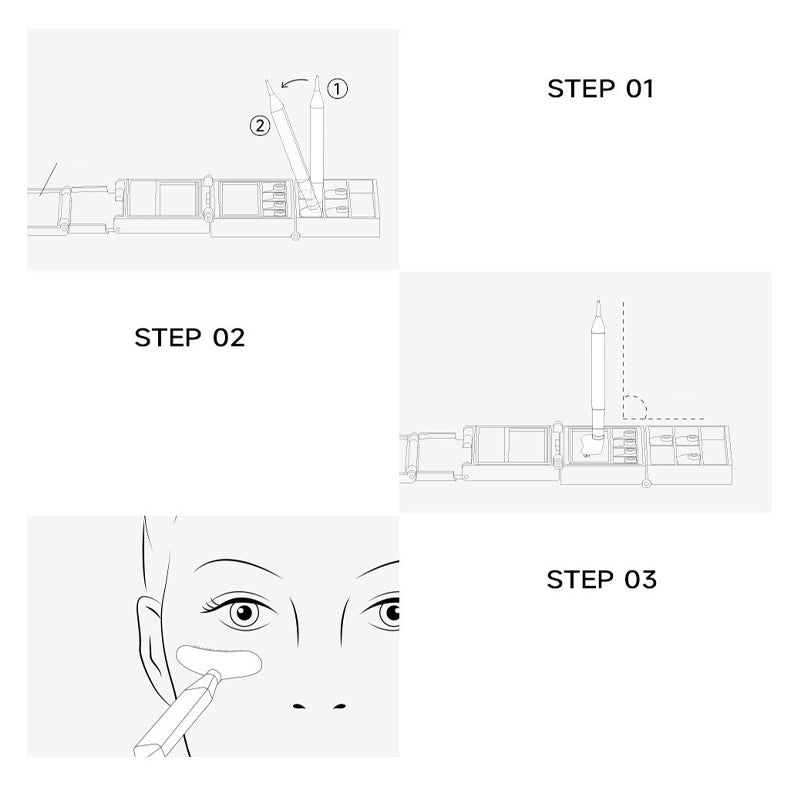 Kit delineador de ojos y sello para pestañas inferiores 3 en 1