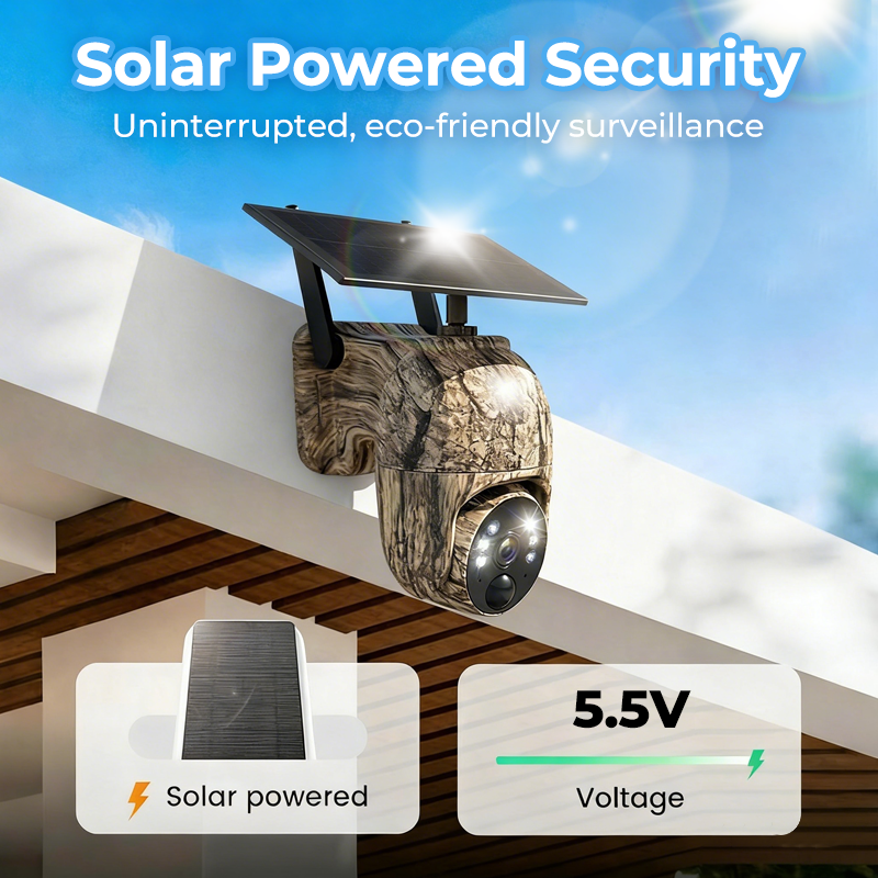 Cámara de Seguridad Solar WiFi con Movimiento 355° para Exterior