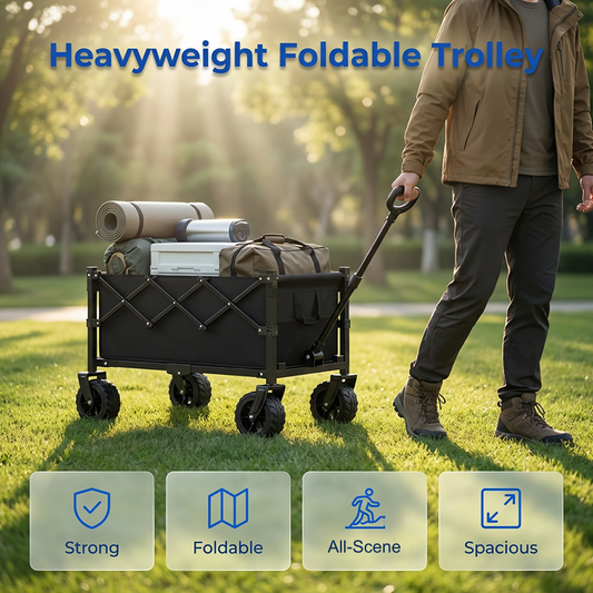 🛒🔥 ¡OFERTA 50% OFF! Carrito Plegable Todoterreno de Gran Capacidad – Resistente, Compacto y Perfecto para Camping, Jardín y Compras 🌿🏕️