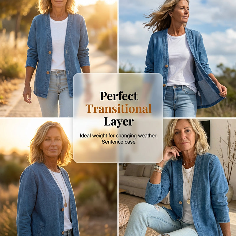 ⏳ Oferta por tiempo limitado ⏰ Chaqueta vaquera clásica con botones para mujer 🧥
