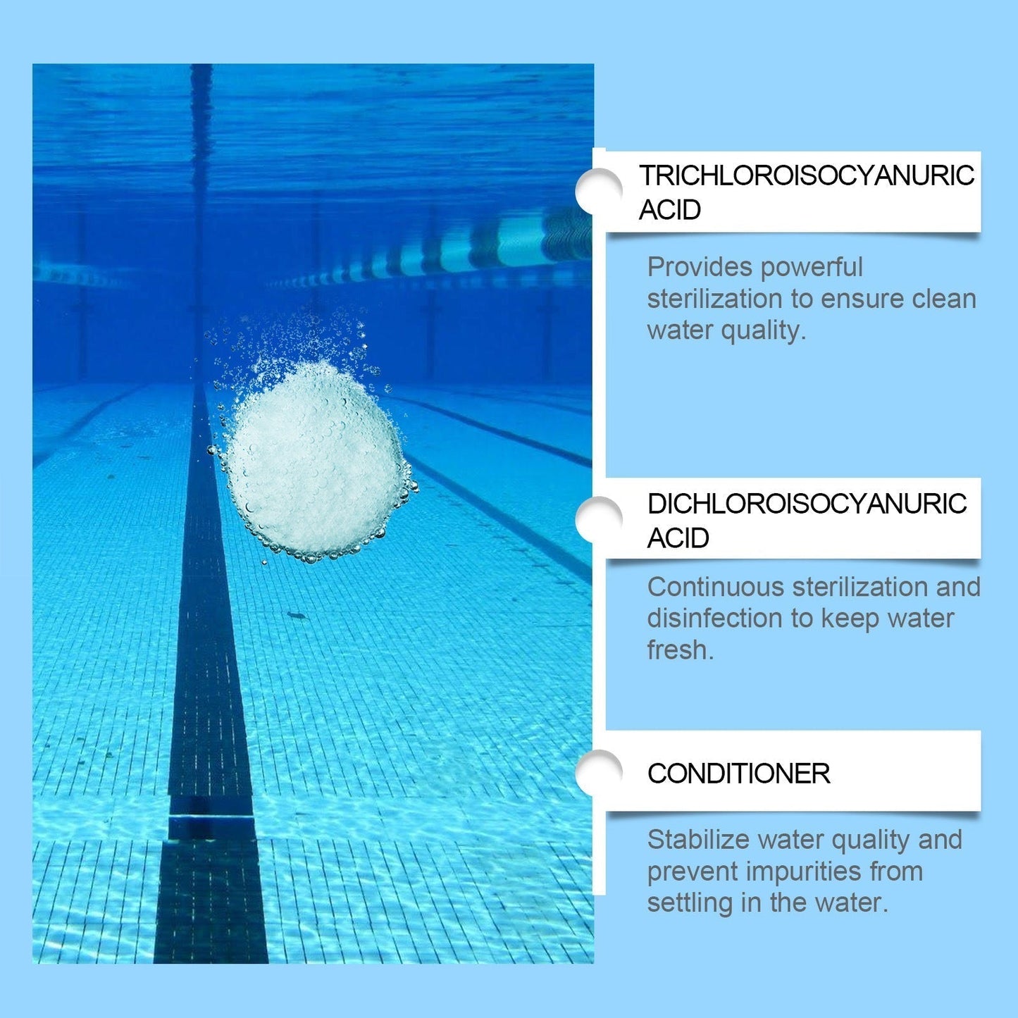 Pastillas para la limpieza de piscinas: para un agua cristalina