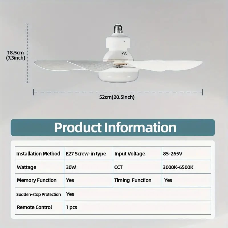 🔥Rebajas: 62% de descuento🎁 Ventilador de techo y lámpara 2 en 1 portátil con mando a distancia