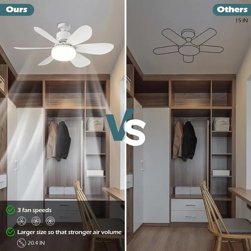 🔥Rebajas: 62% de descuento🎁 Ventilador de techo y lámpara 2 en 1 portátil con mando a distancia