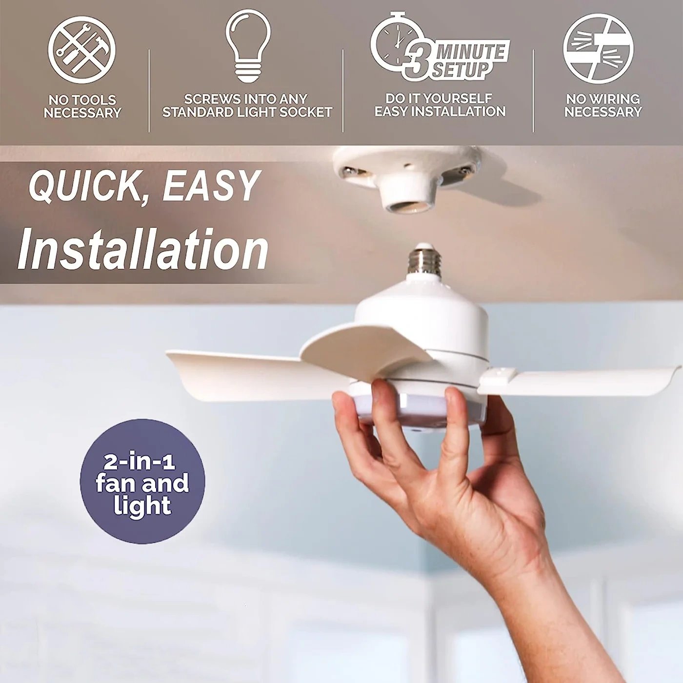 🔥Rebajas: 62% de descuento🎁 Ventilador de techo y lámpara 2 en 1 portátil con mando a distancia