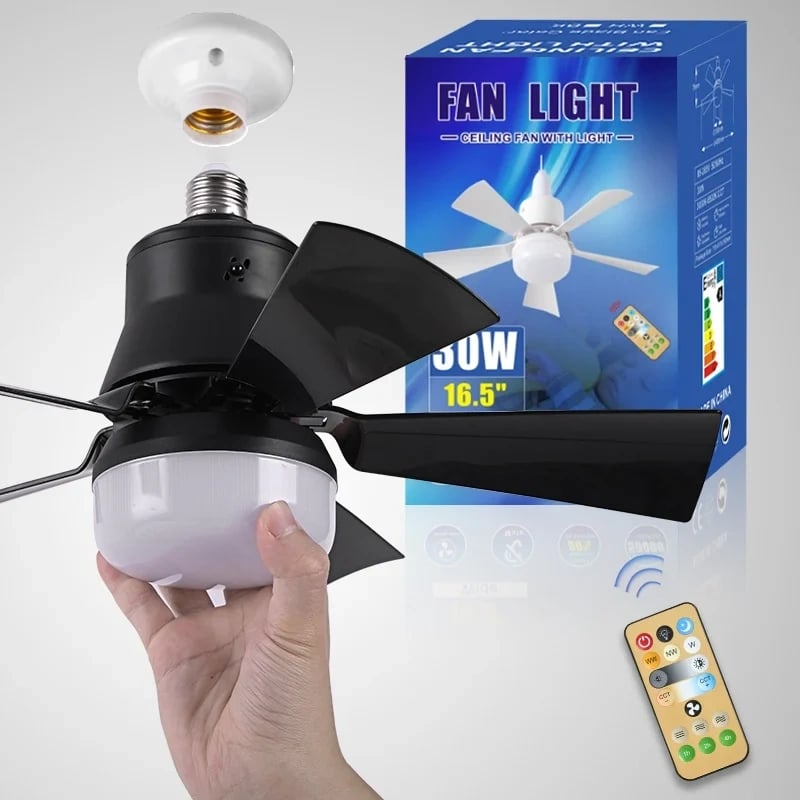 🔥Rebajas: 62% de descuento🎁 Ventilador de techo y lámpara 2 en 1 portátil con mando a distancia